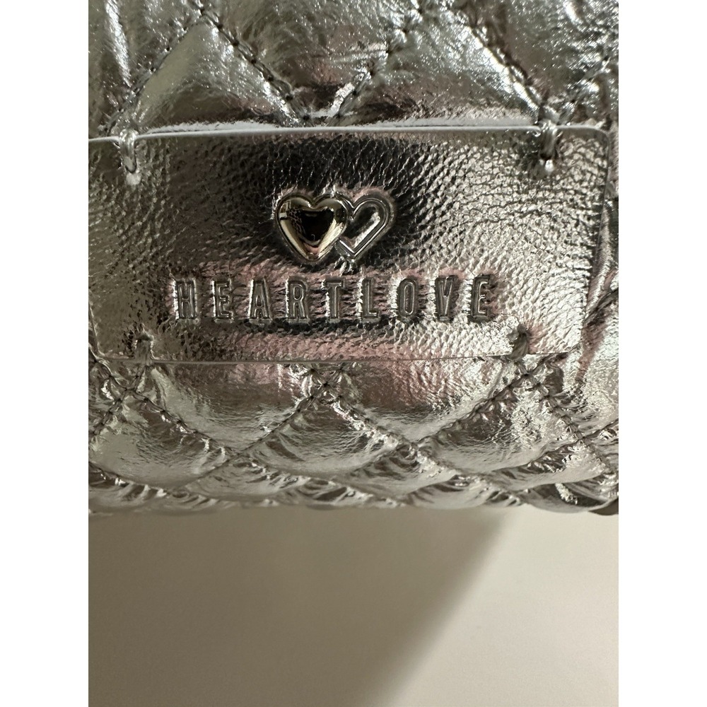 Heart Love by Charo Silver Quilted Shoulder Bag Metallic Y2K Handbag w Pouch NWT - Picture 5 of 11